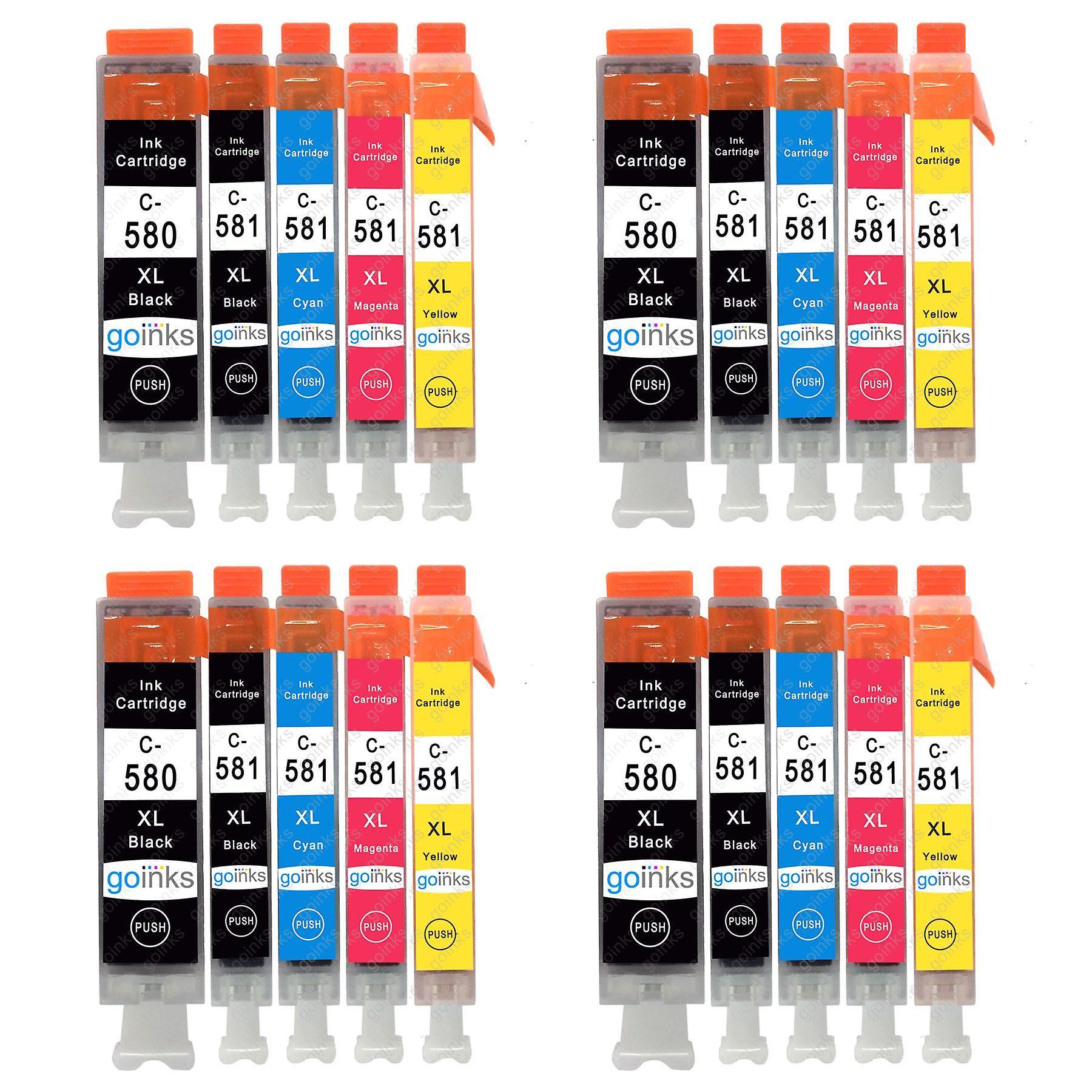 4 Set of 5 Ink Cartridges to replace Canon PGI-580 & CLI-581 Compatible/non-OEM from Go Inks (20 Inks) Black/Cyan/Magenta