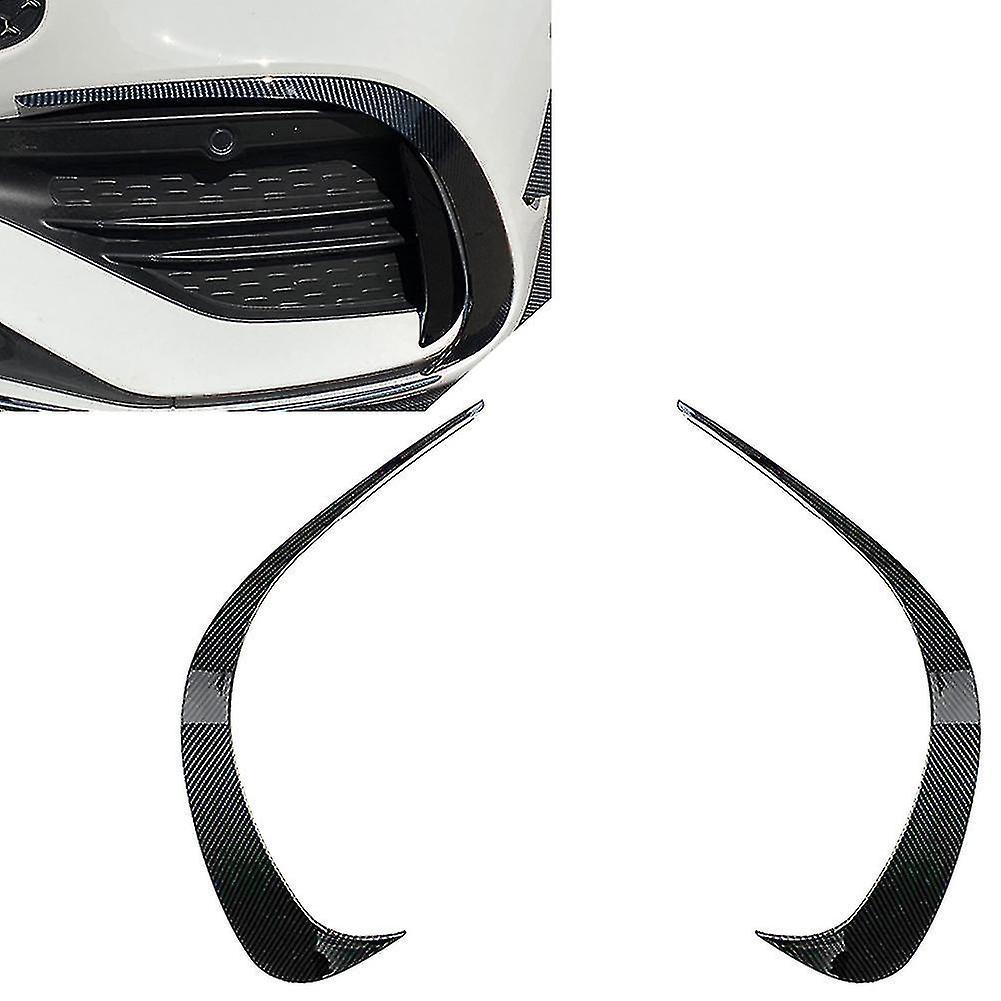 Boris 2pcs Car Front Bumper Lip Splitter Spoiler Decoration Cover Trims For Mercedes Benz C-class W206 C300 Carbon Fiber/gloss Black