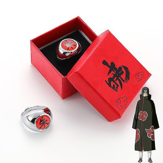 Xixi Anime Cosplay Akatsuki Rings With Box Itachi Metal Finger Adult Ninja Props Accessories Gift Uchiha Itachi