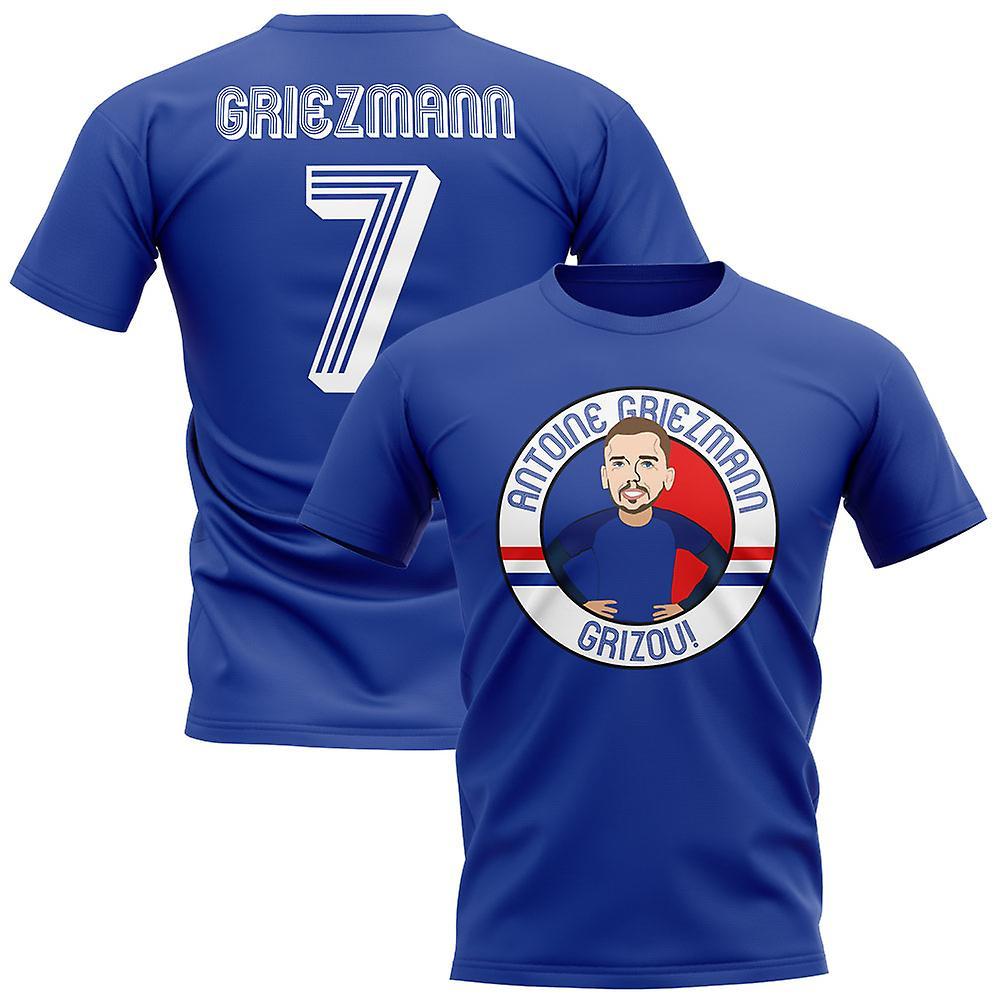 Gildan Antoine Griezmann France Illustration T-Shirt (Blue) Womens XS (Size 8 - 30 inch Chest)