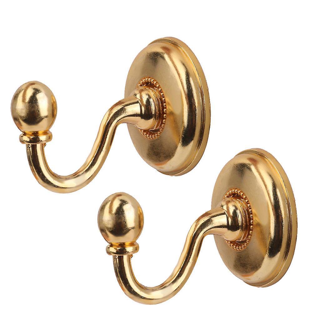 Fruushop 2x Metal Curtain Holdback Wall Tie Back Hooks Hanger Holder Window Curtain Hooks Gold