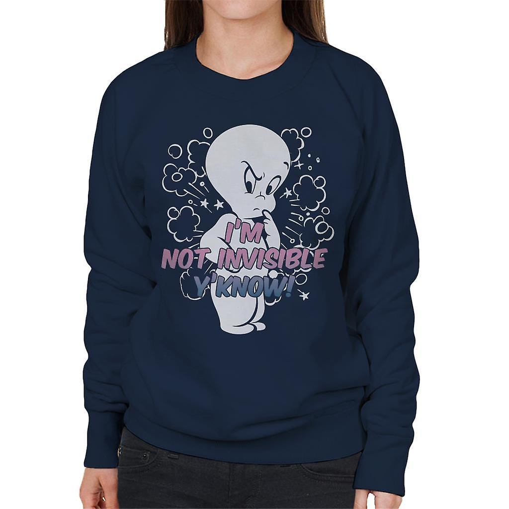 Casper The Friendly Ghost Cross I'm Not Invisible Y'Know Women's Sweatshirt Navy Blue X-Large