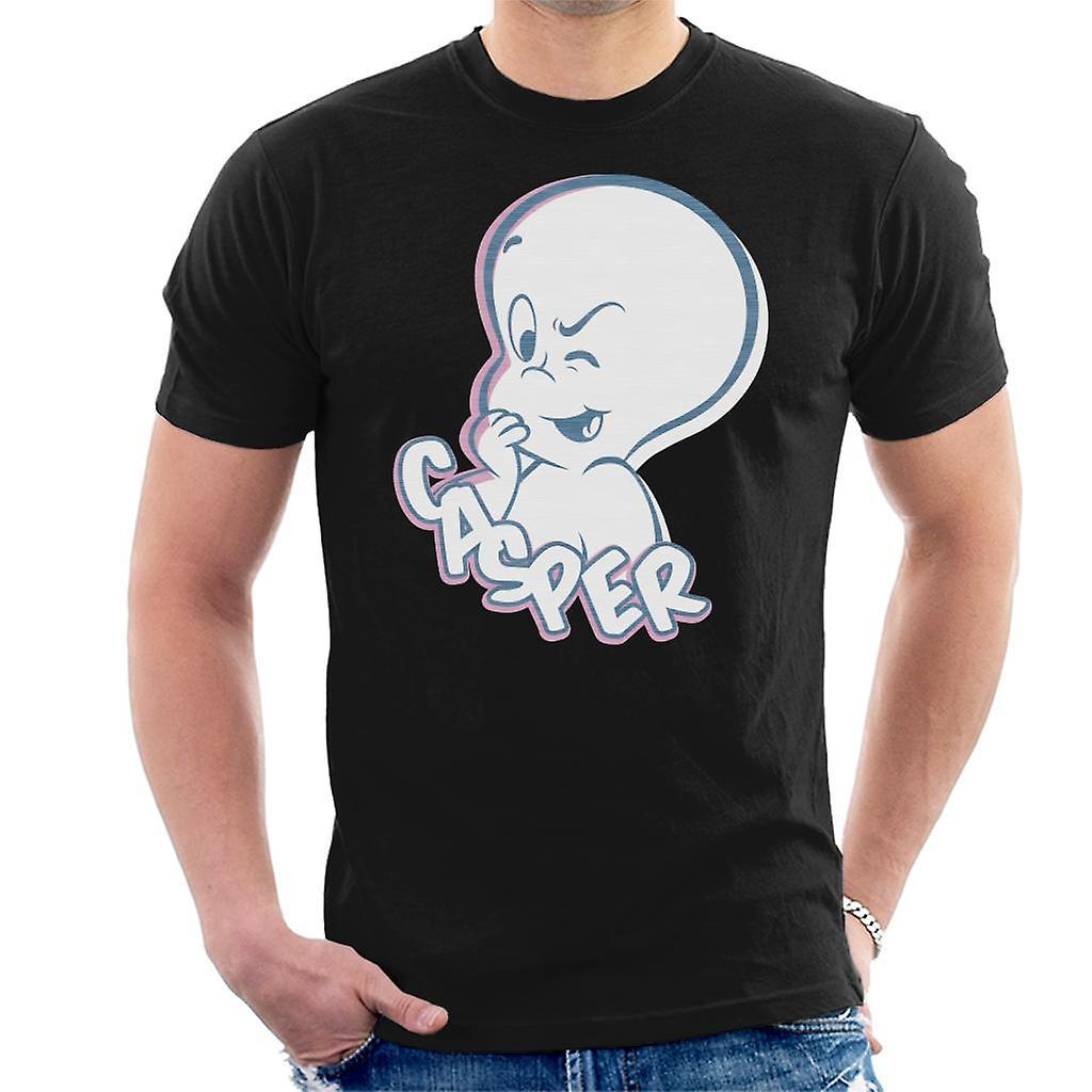 Casper The Friendly Ghost Winking Face Men's T-Shirt Black XX-Large