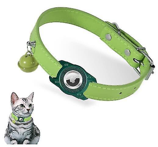 Tianzun Airtag Cat Collar, Waterproof Cat Collar With Airtag Holder, Adjustable Leather Cat Collar For Kittens Puppies Green