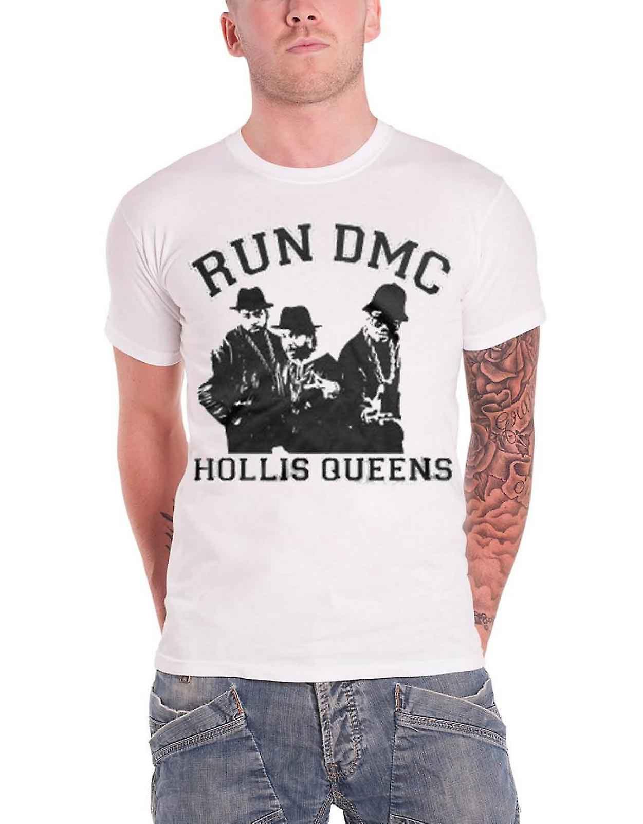 Run DMC T Shirt White Hollis Queens Pose band logo Official Mens M