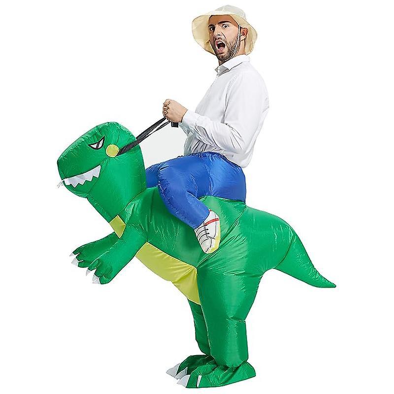 Jielin Inflatable Dinosaur Costume For Adult Halloween Funny Blow-up Riding Dinosaur Costume GREEN 150 to 190CM