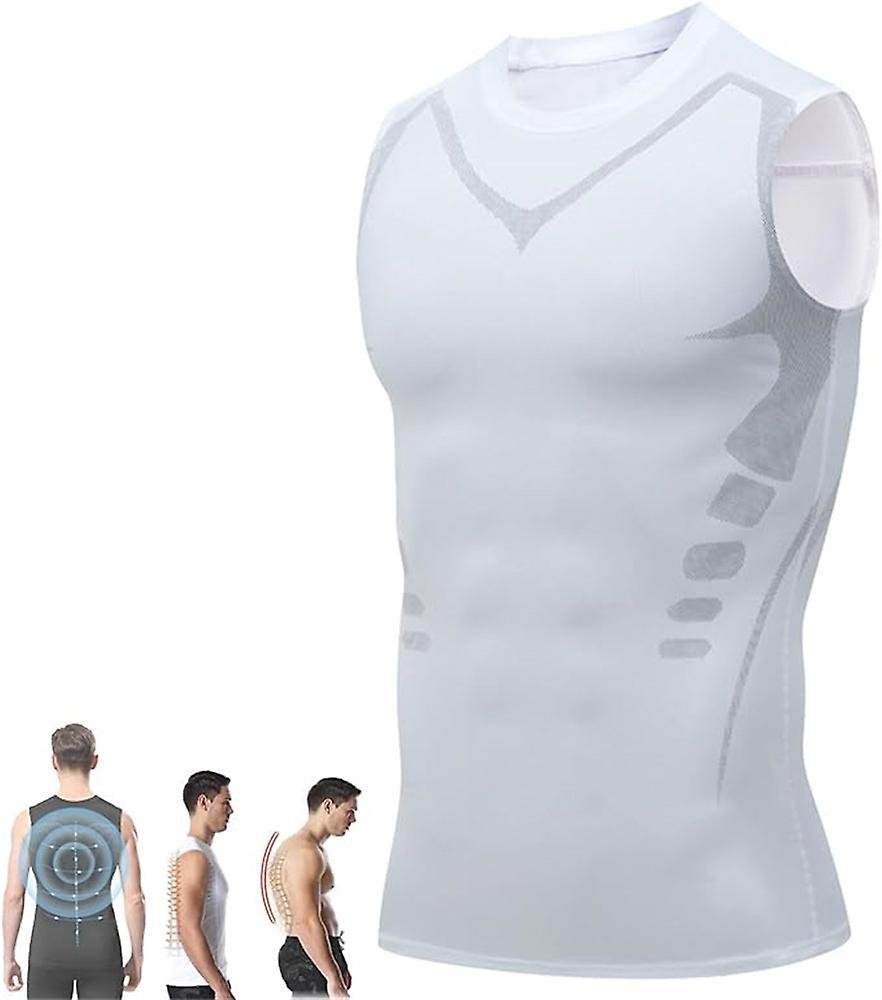 Jielin Menionic Tourmaline Posture Corrector Vest, Menionic Tourmaline Posturecorrector Vest,posture Corrector Men WHITE A L