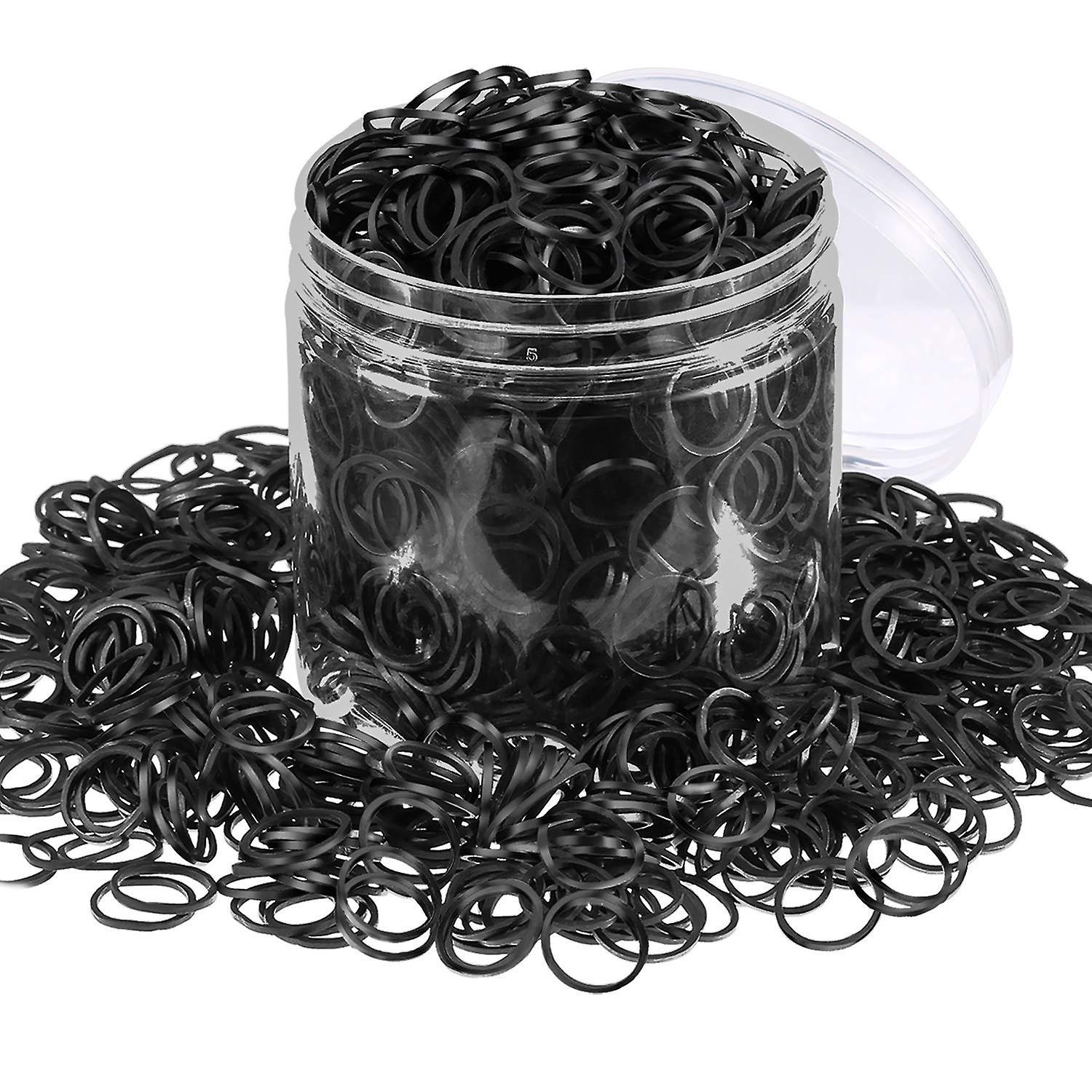 JUSCH 2000 Pack Mini Rubber Bands Elastic Hair Bands Soft Hair Ties with Box for Children Hair Braiding Hair Wedding Hairstyle (Black),WZ-1202