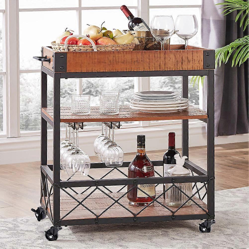 Living And Home 3 Tier Kitchen Serving Trolley