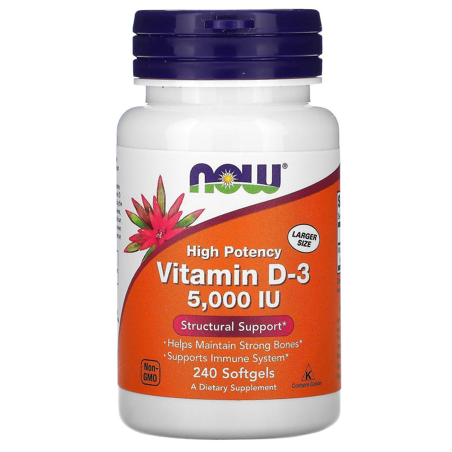 NOW Foods, Vitamin D-3, 125 mcg (5,000 IU), 240 Softgels