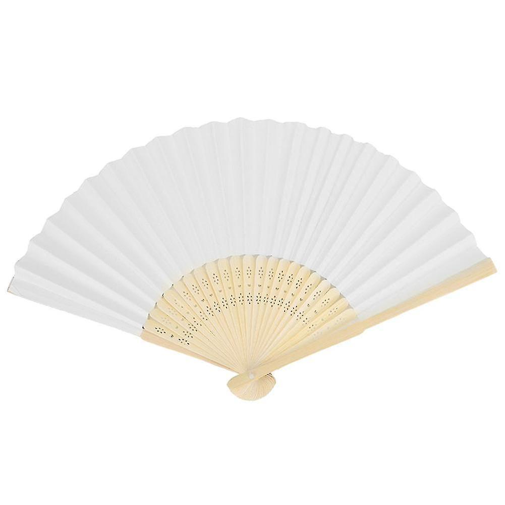 Tianzun Chinese Style Blank Folding Hand Held Bamboo Paper Pocket Fan Diy Craft Gift 1 Pc White