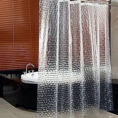 Tinor Transparent Shower Curtain, 180x200cm 3d Peva Bathroom Shower Curtain Mildew Proof Antibacterial Waterproof Washable With 12 Hook Rings