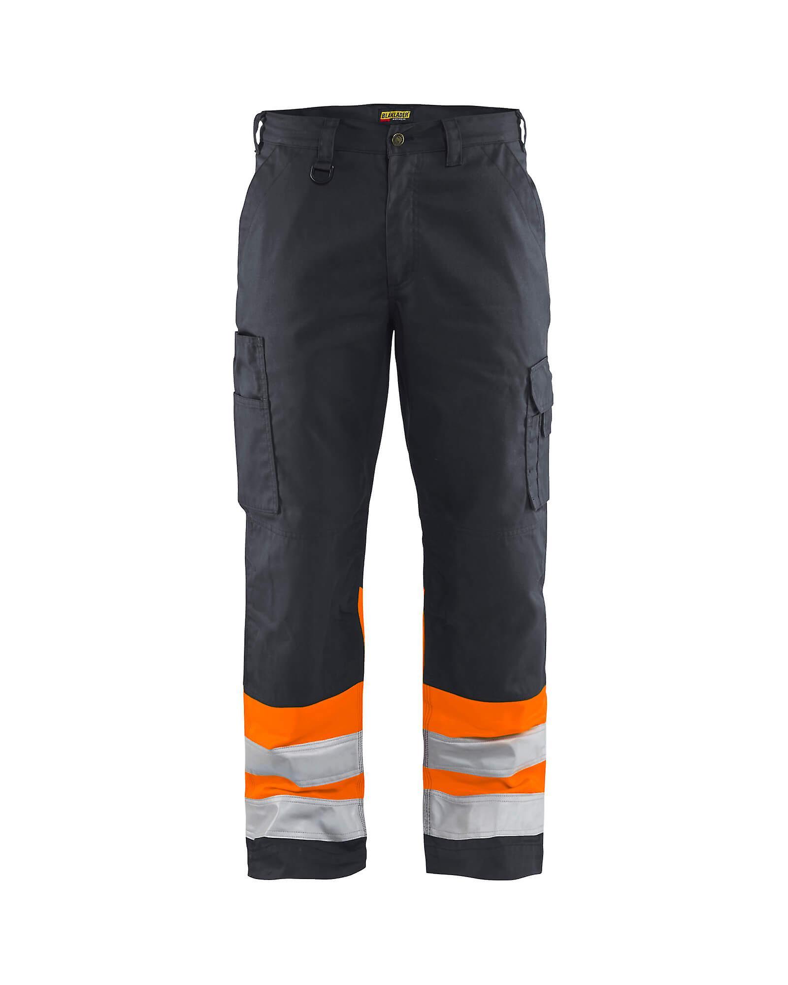 Blaklader 1564 hi-vis work trousers - mens (15641811) - (colours 1 of 2) Mid grey/ hi-vis orange