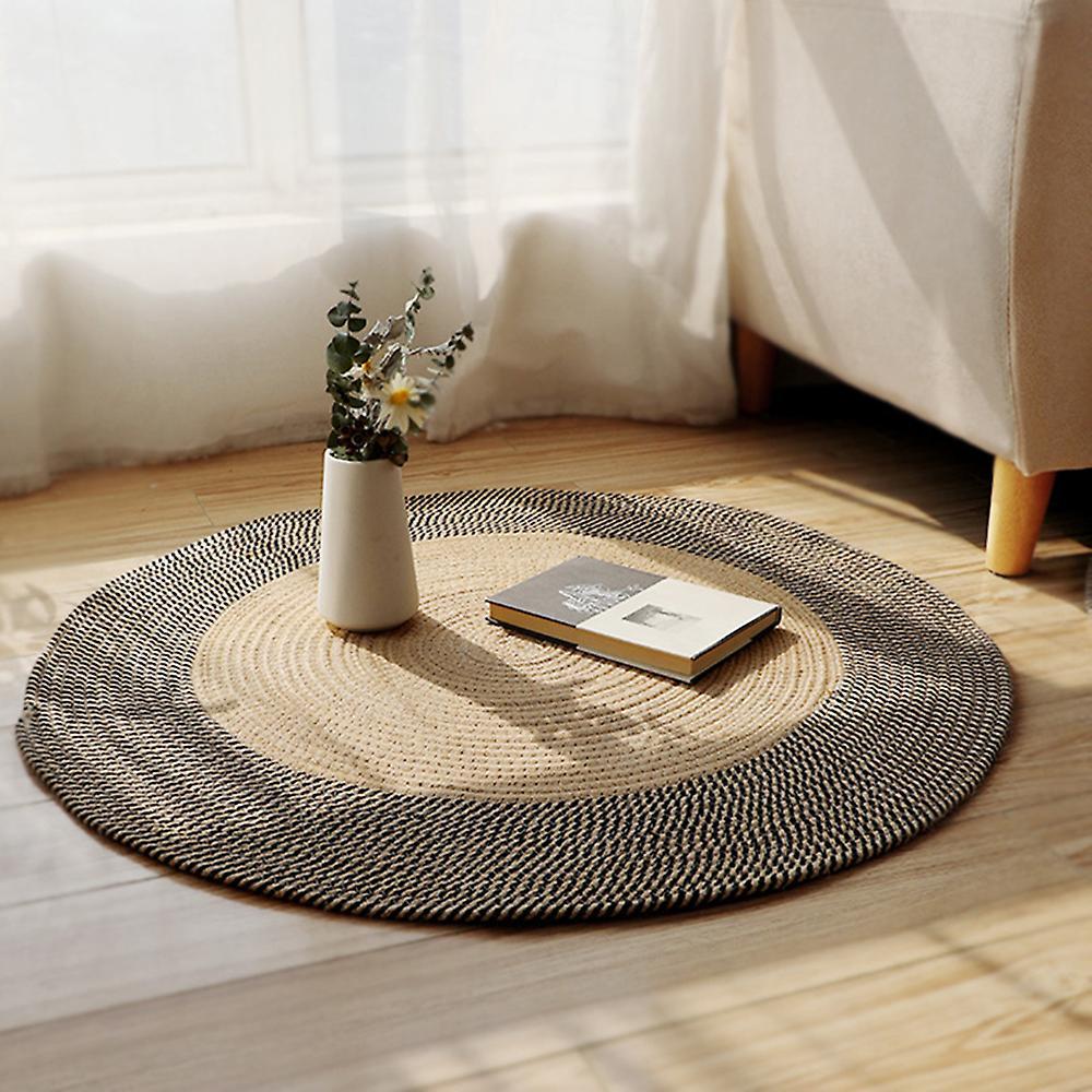 Seenlin Round Jute Rug, Natural Jute Fiber, Hand-woven Alhambra Rug 75cm