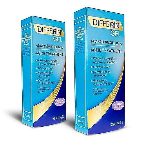 Differin Adapalene Gel 0.1% Acne Treatment, 45 gram, 180-day supply (Pack of 2)