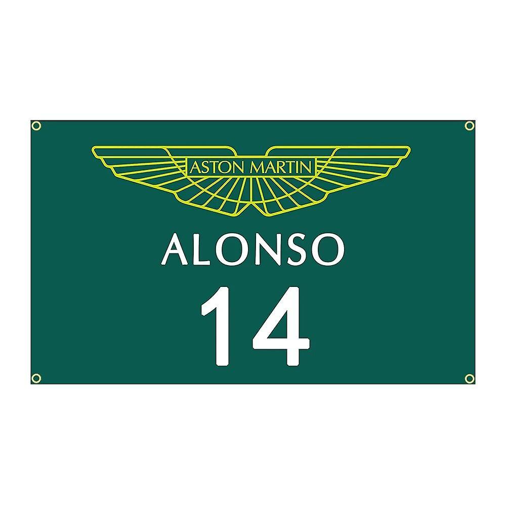 Bolongking 90x150cm Aston Martins Formula One Race Alonso 14 Flag Polyester Printed Garage or Outdoor Decoration Banner Tapestry 4 holes in 4 corne...