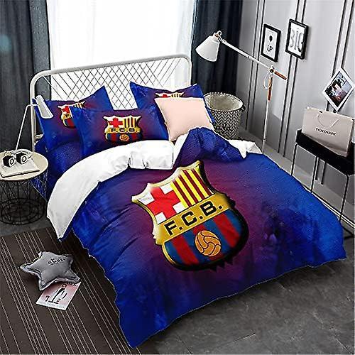 Kerota Football Team FC Barcelona Duvet Cover Lightweight Microfiber Soft Quilt Cover Bedding Set Sing Double Size 3 Pieces ) Double200x200cm