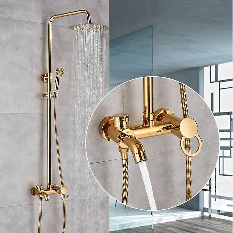 Slowmoose Bronze Shower Faucet -mixer Wall Mount Rainfall Set Tap Golden