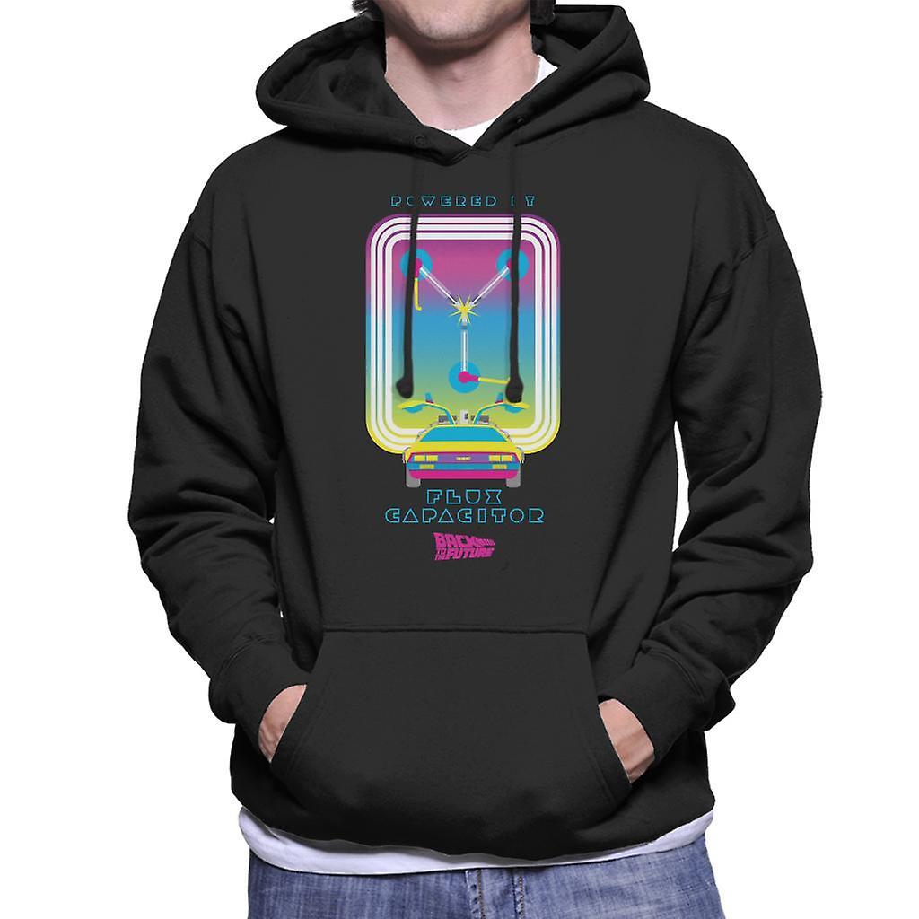 Back to the Future DMC Delorean Flux Capacitor Gradient Men's Hooded Sweatshirt Black Large