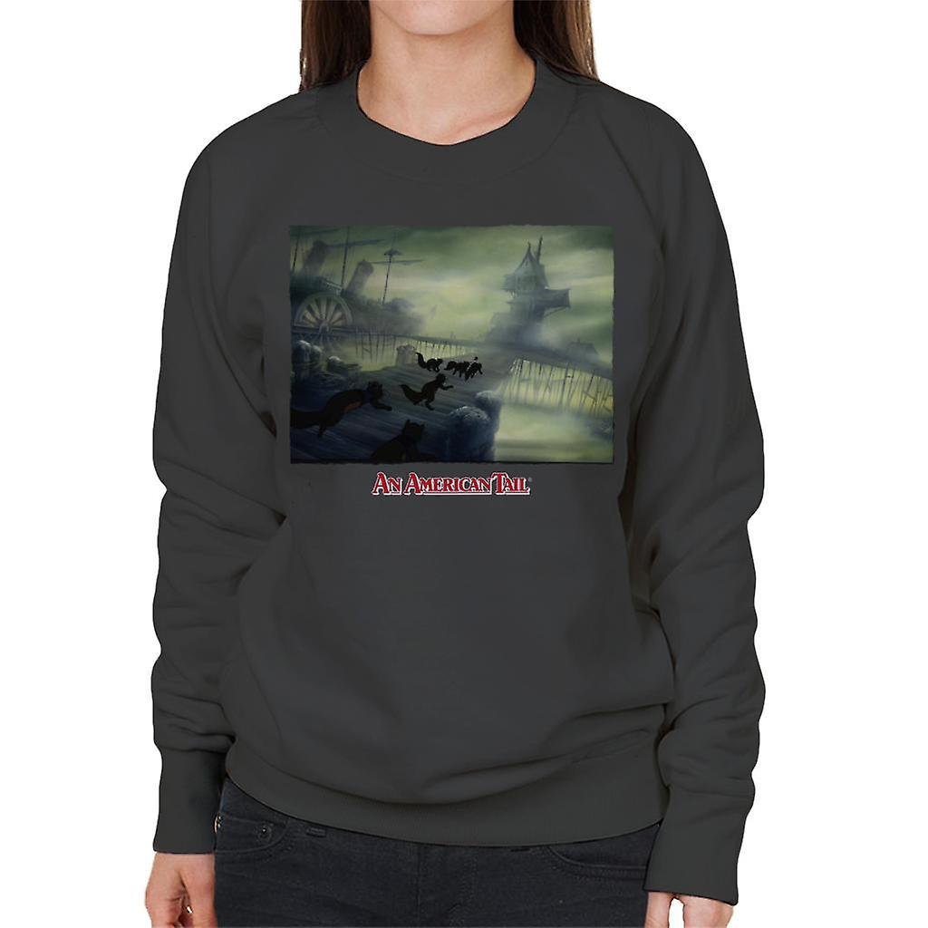 An American Tail Cats Chasing Women's Sweatshirt Charcoal XX-Large