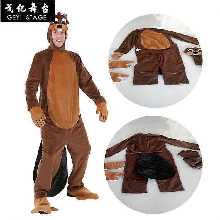 Redkid New animal beaver pajamas pajamas pajamas cartoon pajamas adult cosplay costume unisex onesies Halloween party paper for the kid Bring what L