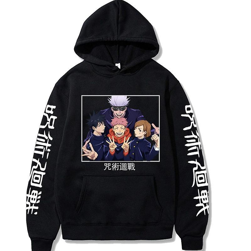 Redkid Japan Anime Jujutsu Kaisen Gojo Satoru Hoodies Sweatshirt Casual Anime Pullover Print Loose Long Sleeve Men's Hoodie Streetwear Black4 M