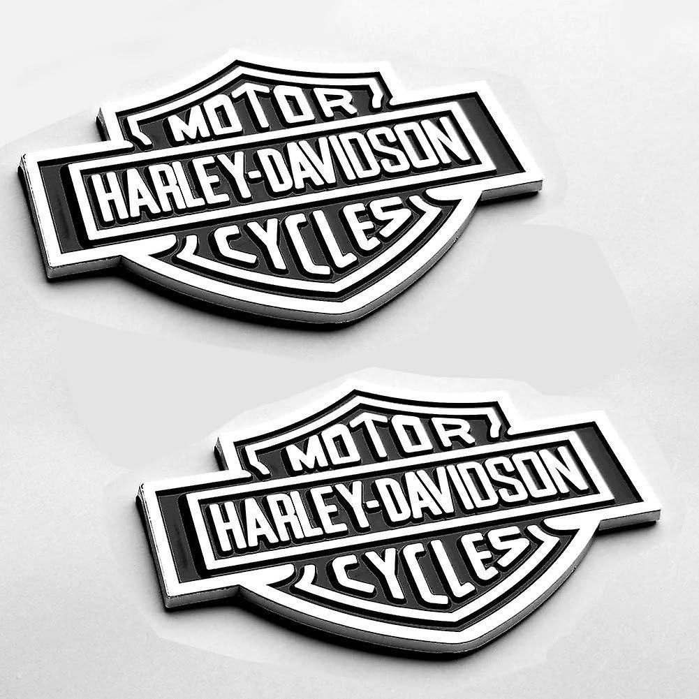 Lyun 2x OEM Harley Davidson Fuel Tank Chrome Emblems - 3D Logo Replacement Badges