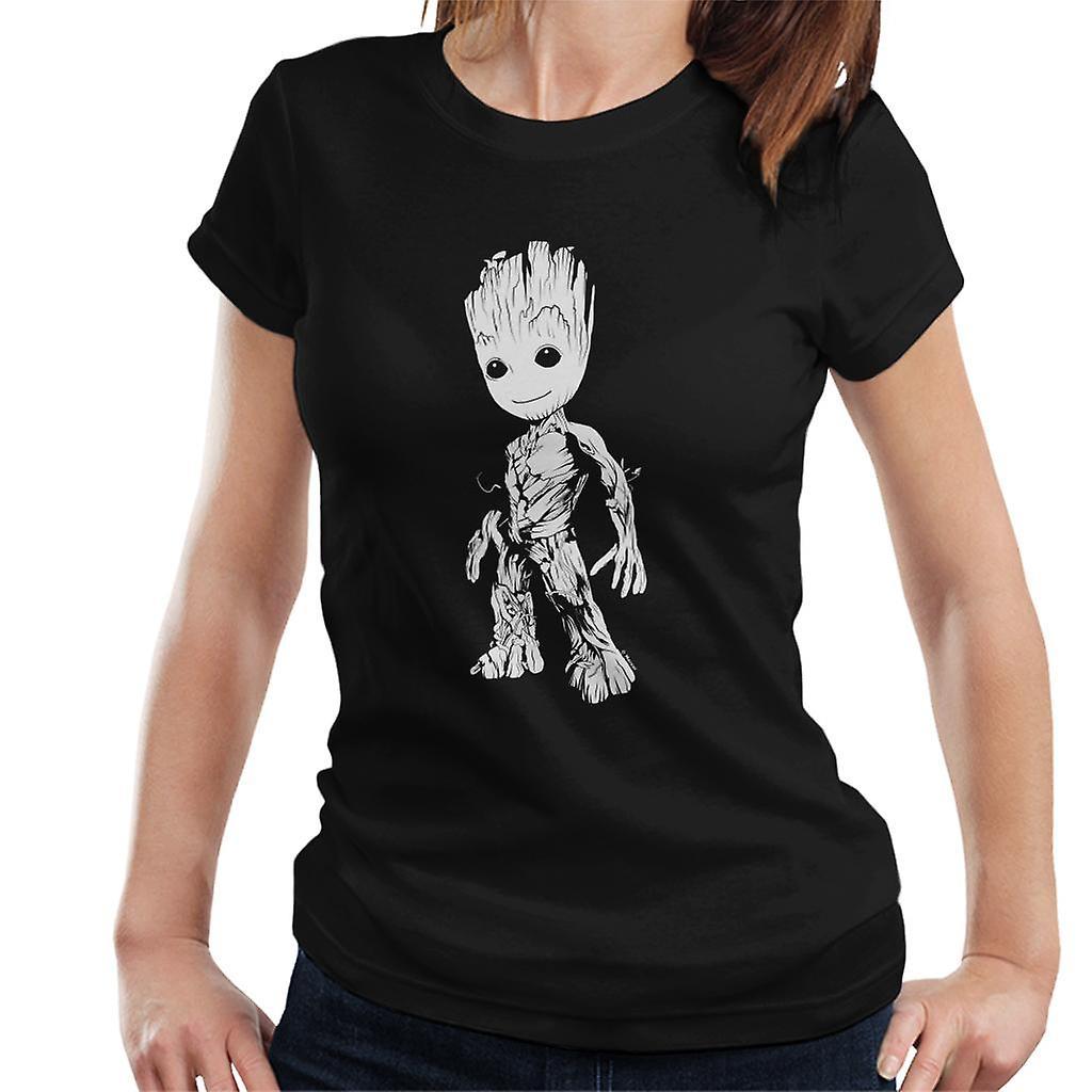 Marvel Guardians Of The Galaxy Vol 2 Groot Black And White Women's T-Shirt XX-Large