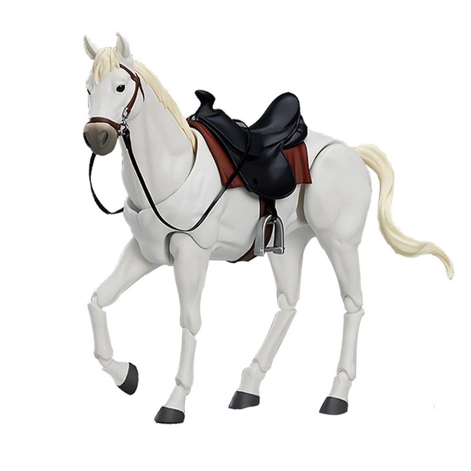 Somerway Horse Action Figure Movable Joints White Brown Horse Model 1/12 Battle Steed Figurine Desktop Decoration Collectible Ornament