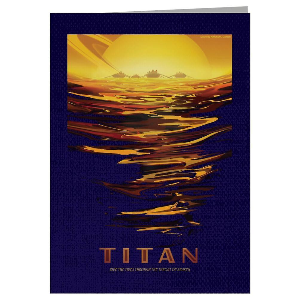 NASA Titan Interplanetary Travel Poster Greeting Card Navy Blue 14.5 x 21cm