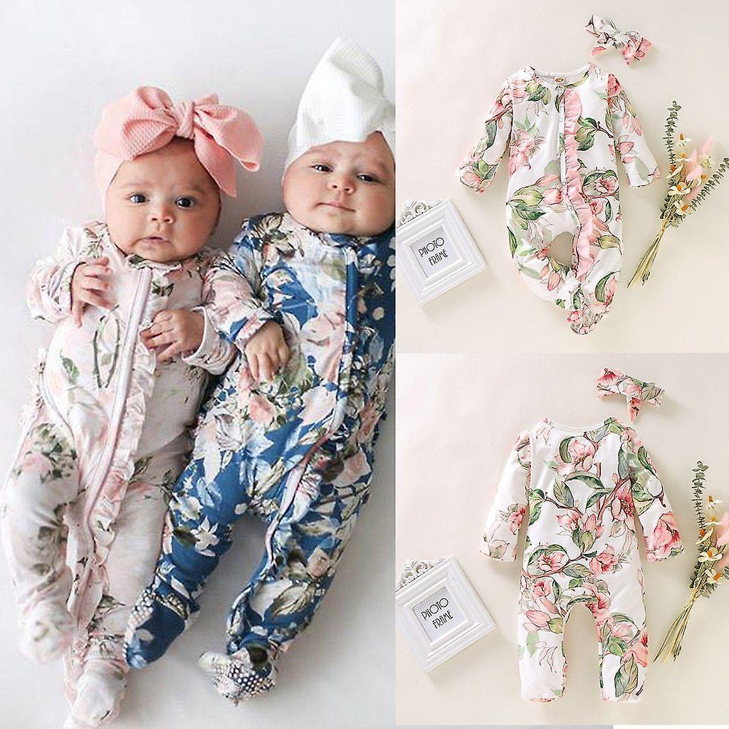 Slowmoose Winter & Autumn Newborn Infant Footed Sleeper, Romper & Headband Romantic 12-18 M