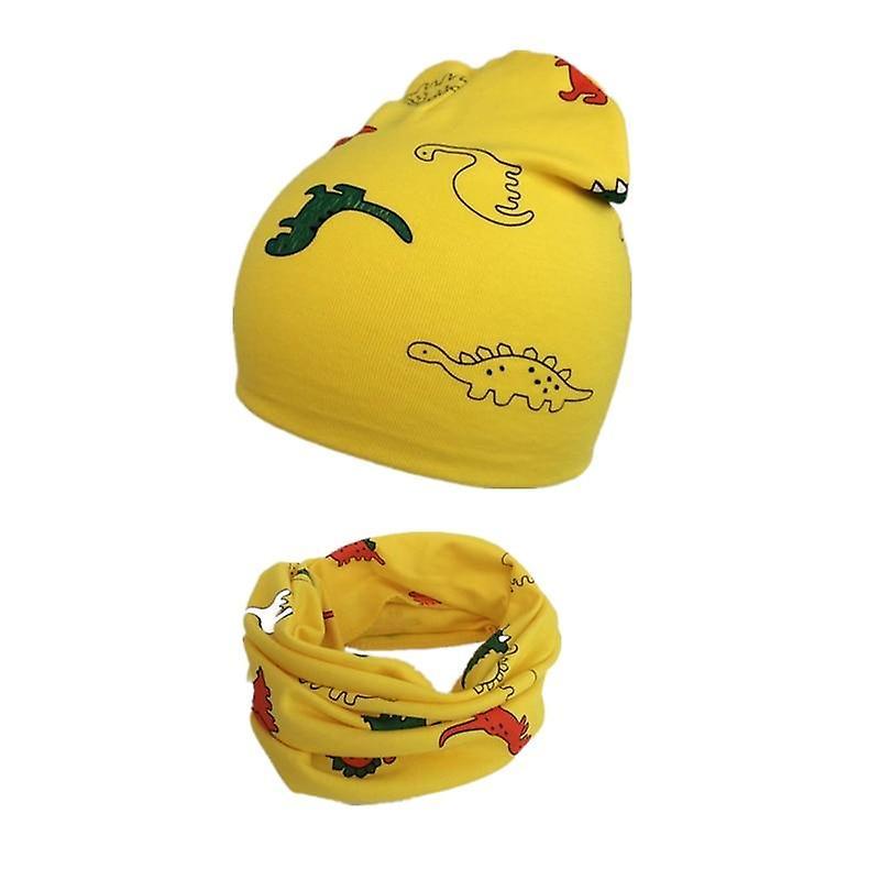 Slowmoose Autumn & Winter Dinosaur Baby Infant / Cap, Beanie Bonnet Collar Scarf Set Yellow 6 months-3 year old