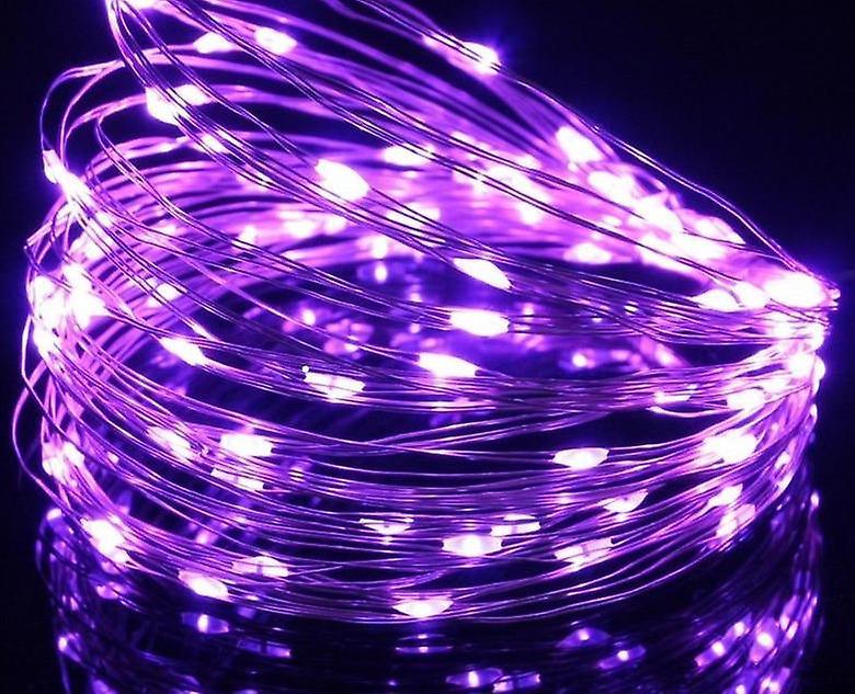 Slowmoose Dc 5v Usb Led String, Silver Wire, Waterproof - Fairy Light Garland Purple 10M 100LEDs