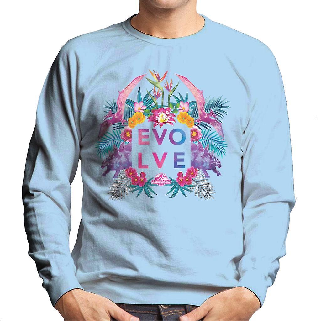 Jurassic Park Evolve Floral Aesthetic Men's Sweatshirt Sky Blue XX-Large