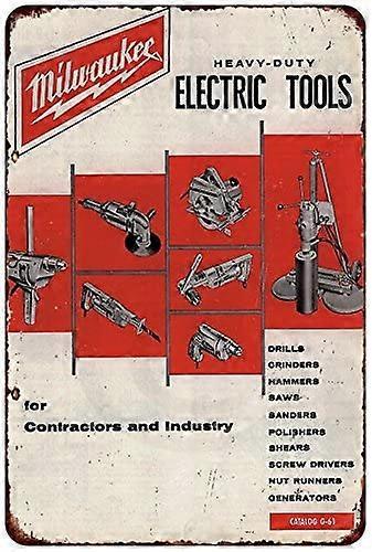 LINCMAN Milwaukee Electric Power Tools Workshop Ad Reproduction Metal Sign 8 x 12