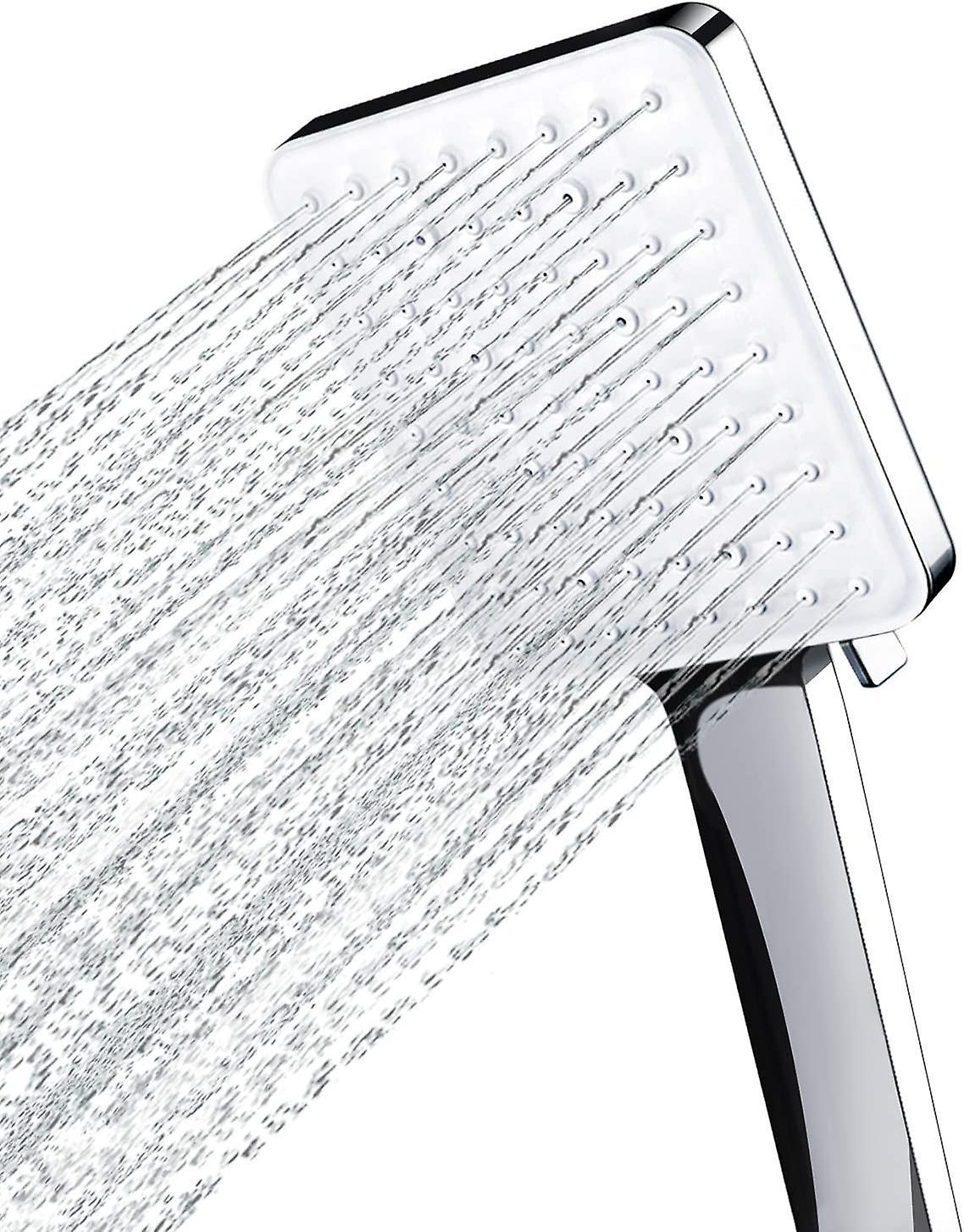 Tinor Shower Head, Large Square With One Hand Control, High Pressure With 6 Shower Modes, Chrome