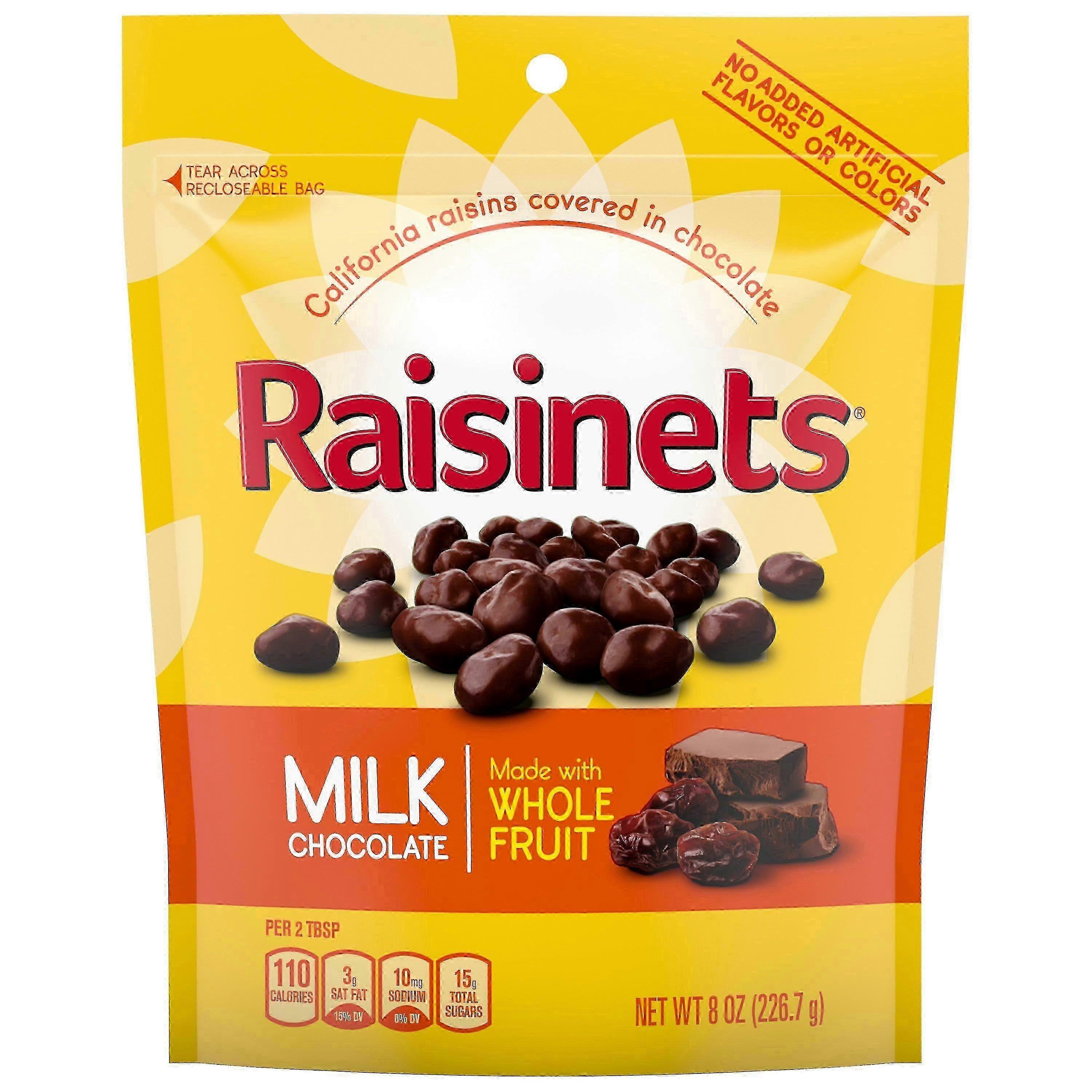 Raisinets Milk Chocolate Covered Raisins Reclosable Bag, 8 Oz