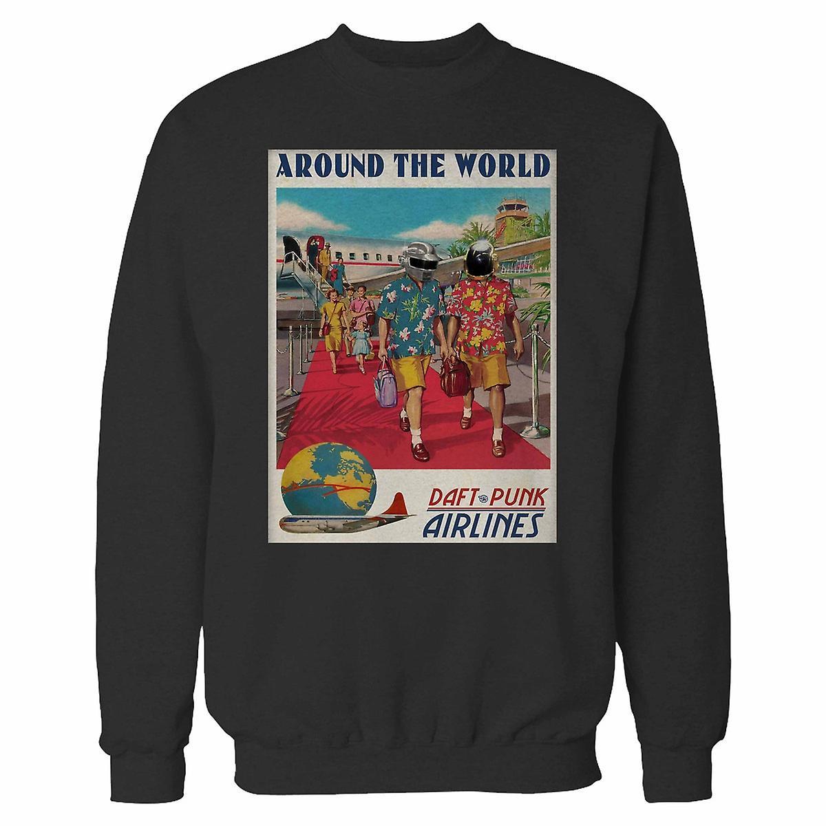 Gildan Around The World Daft Punk Crewneck Sweatshirt M