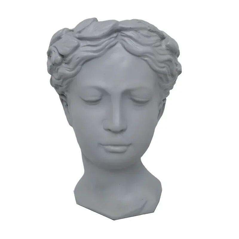 Atuto Goddess Head Flower Pot  Greek Statue  Retro Venus Vase Home Decoration Accessories Ornament Home Decor Tabletop Decorative LIGHT GRAY