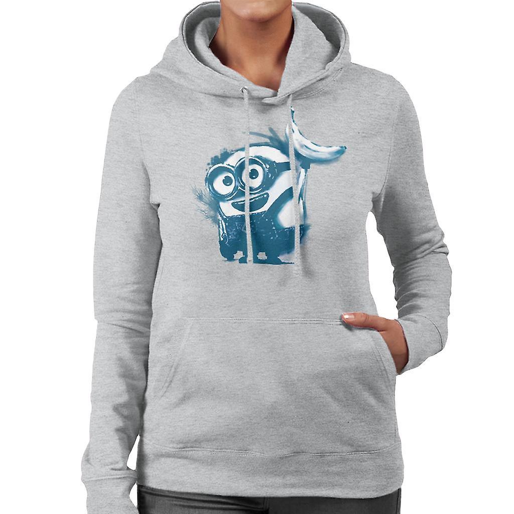 Despicable Me Bob The Minion Banana Art Women's Hooded Sweatshirt Heather Grey Medium