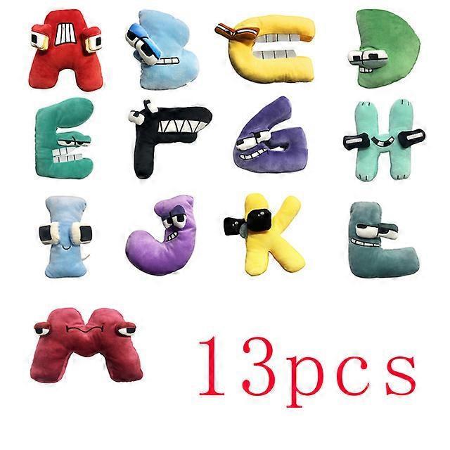 Stuffed Animals 26pcs Alphabet Lore Plush Toy Stuffed Peluche Doll Toys Children 26 English Letters (A-Z-0-9) Kids Birthday Gift A-M