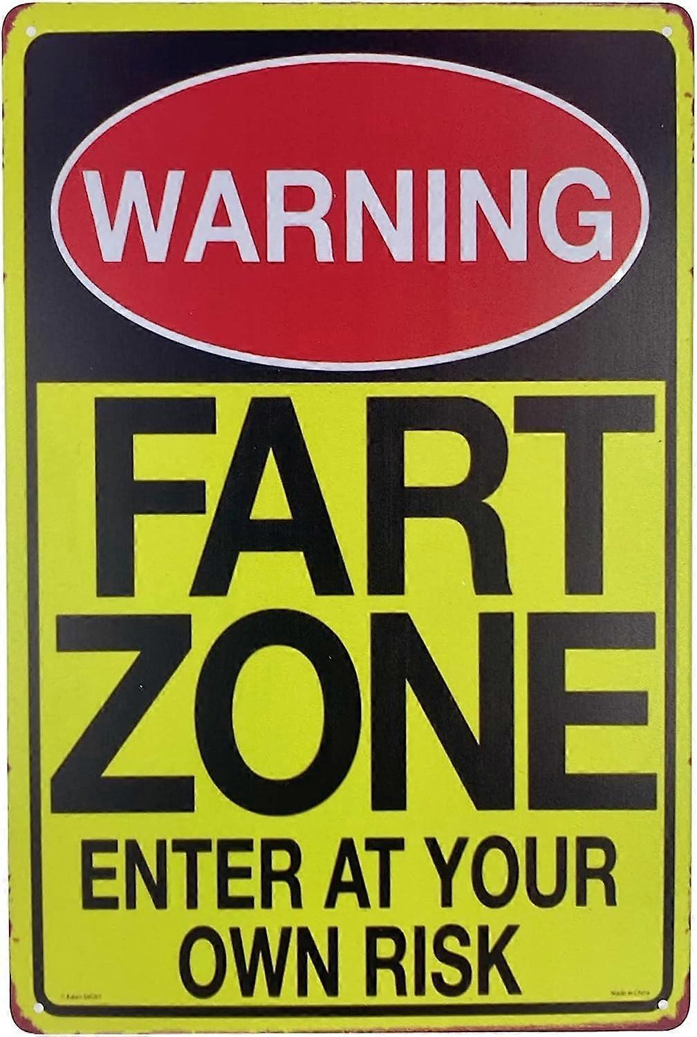 LINCMAN Tin Sign | Metal Wall Poster | Fart Zone Warning Enter at your own Risk 8 x 12 in. | Decoration Plaque for Business Home Bar Room Garage Ga...