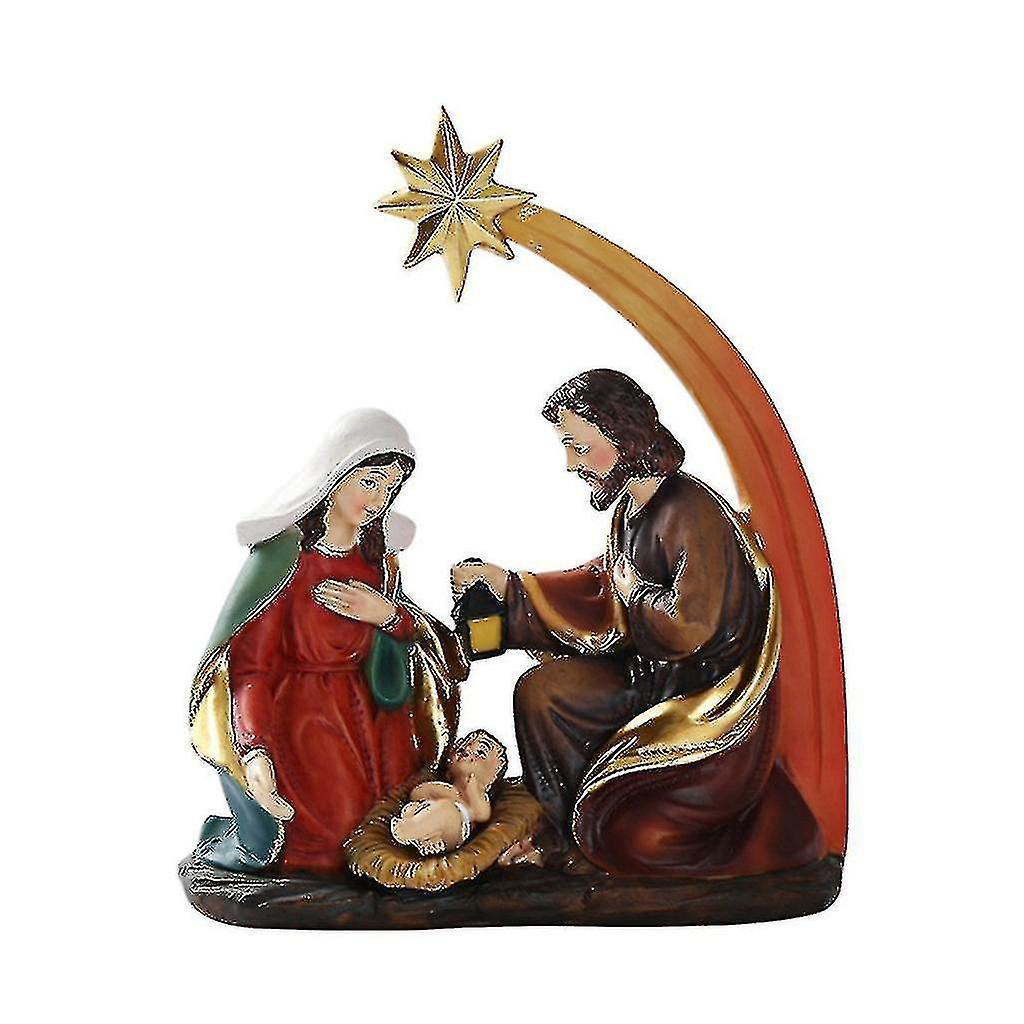 Tianzun Elegant Profile Nativity Set, Includes Holy Family Resin Decorative Figures