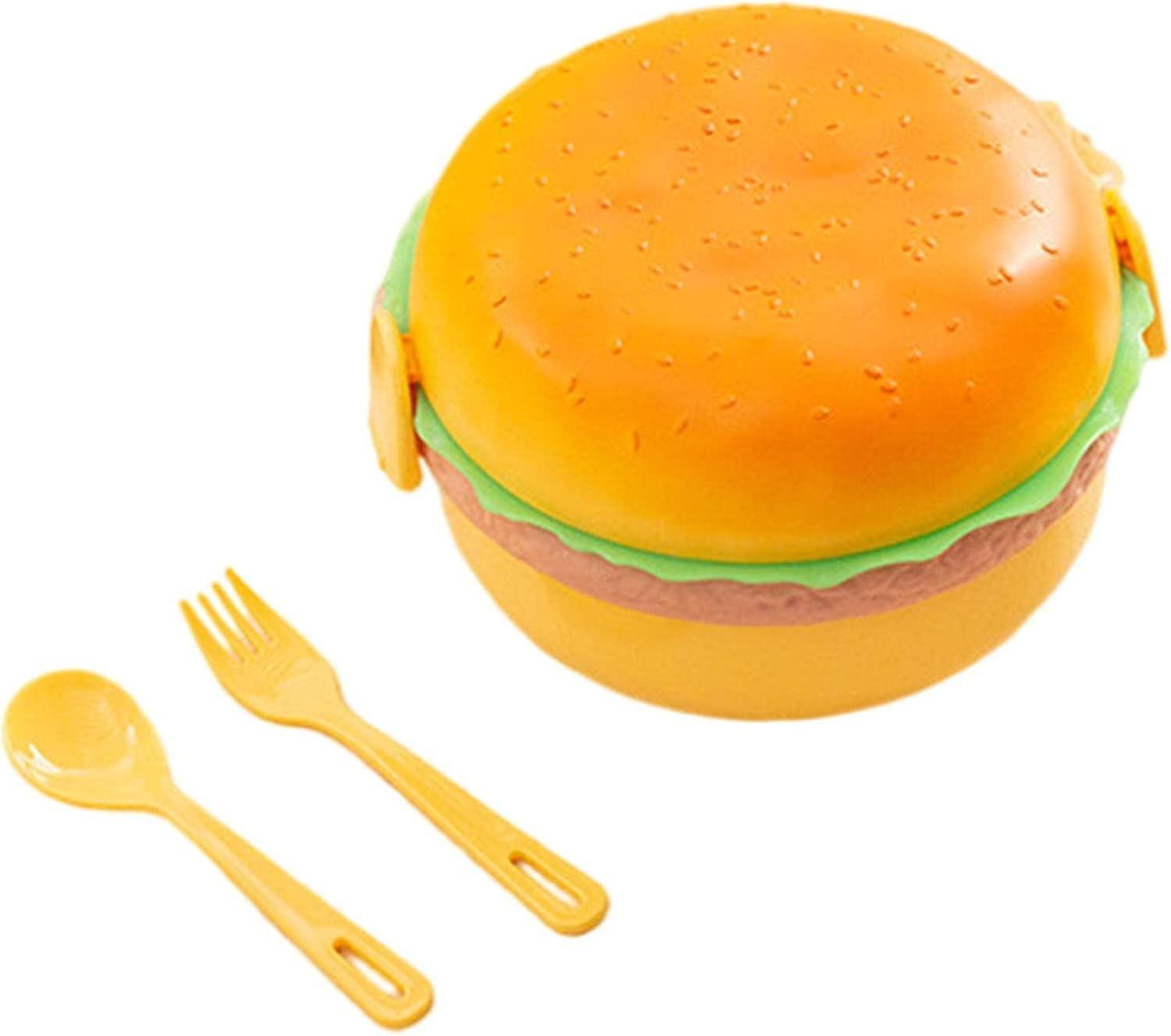 Tianzun 3-tier Lunch Box, Hamburger Shaped Kids Lunch Box, Plastic Hamburger Bento Lunch Box, Food Container With Spoon Round