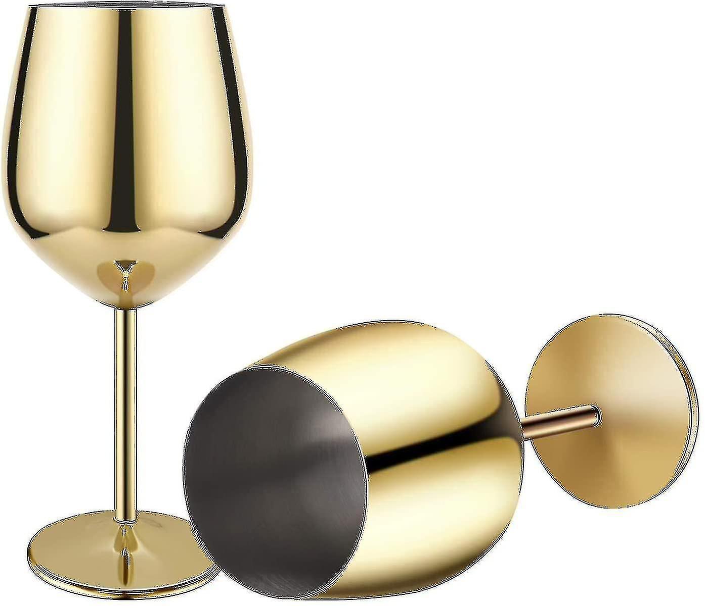 Banmo Gold Finish Wine Glass, 2 Stainless Steel Cocktail Glasses