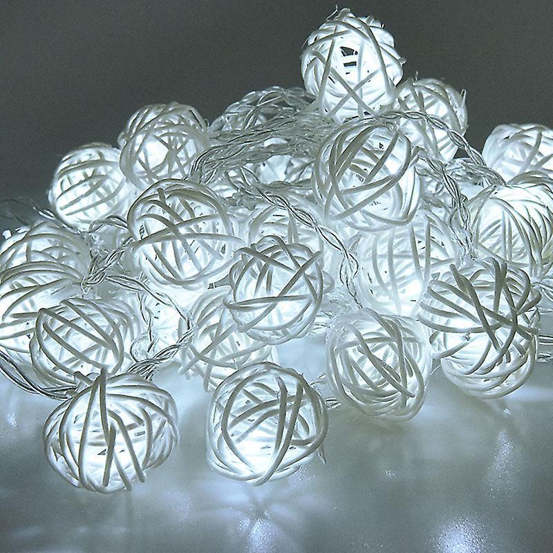 Slowmoose Led String Lights Rattan Ball For Garlands Holiday Party Decoration White 5M(40 LEDs)