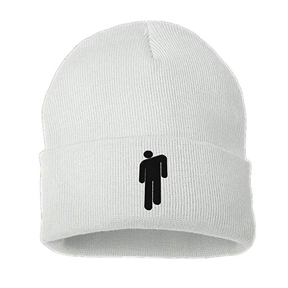 Tuelaly Fashion Unisex Autumn Winter Billie Eilish Embroider Knit Hat Hip Hop Beanie Cap White