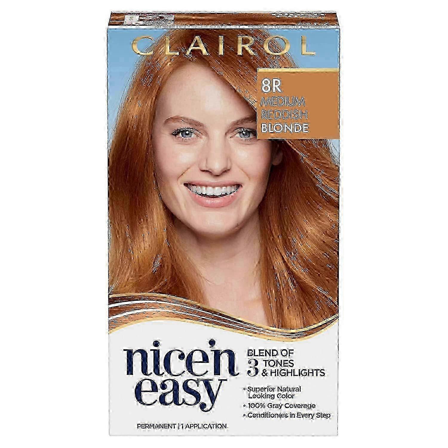 Clairol Nice'n Easy Permanent Hair Dye, 8r Medium Reddish Blonde Hair Color, 1 Kit