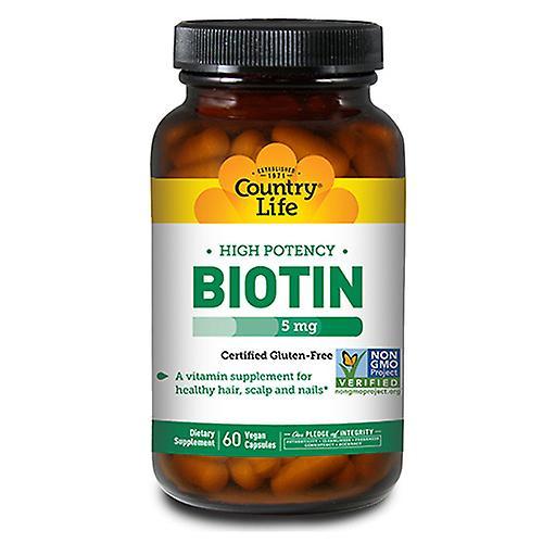 Country Life Biotin High Potency Vegetarian,5 MG ,60 Caps (Pack Of 1)