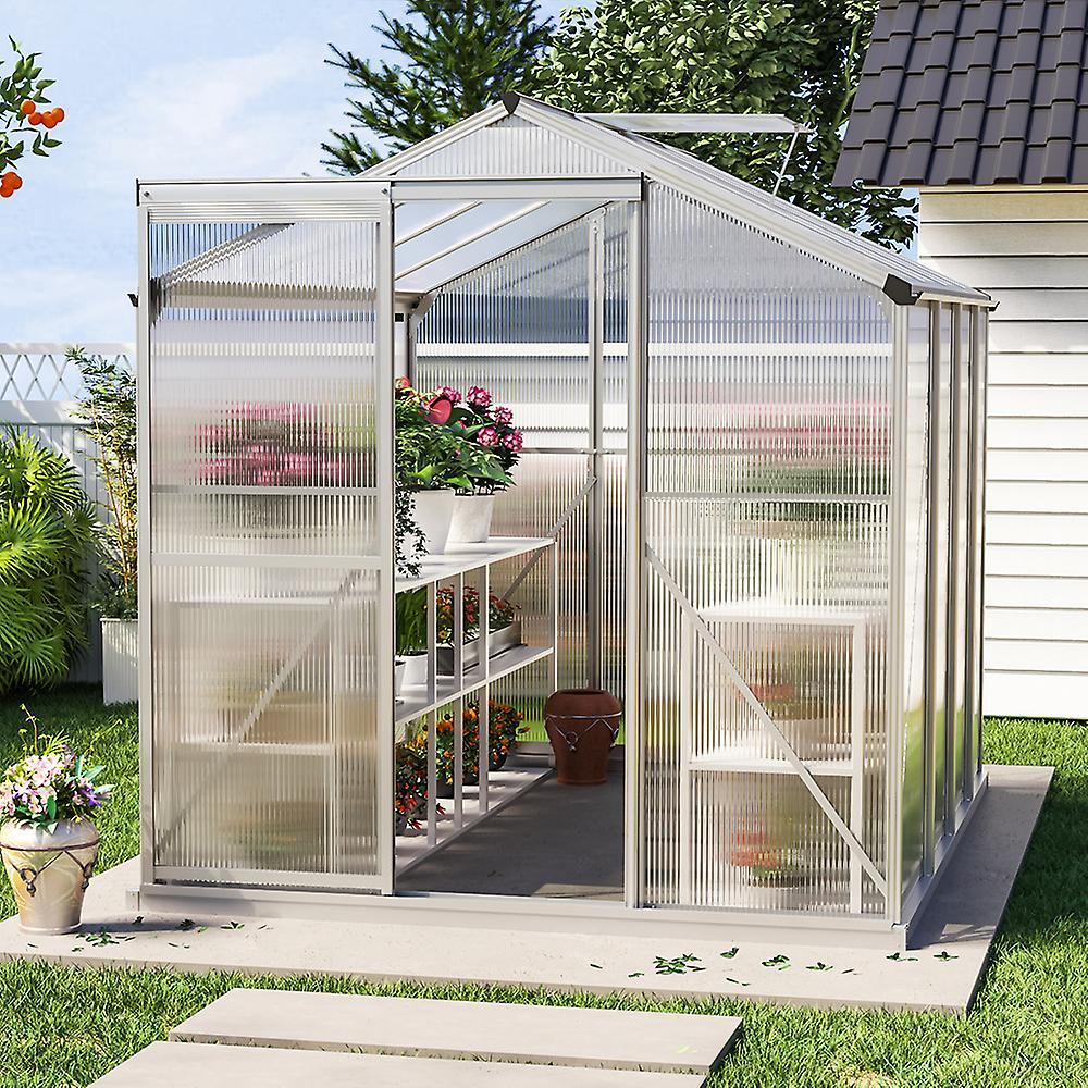 Living And Home 8 x 6 FT Garden Polycarbonate Walk-In Greenhouse